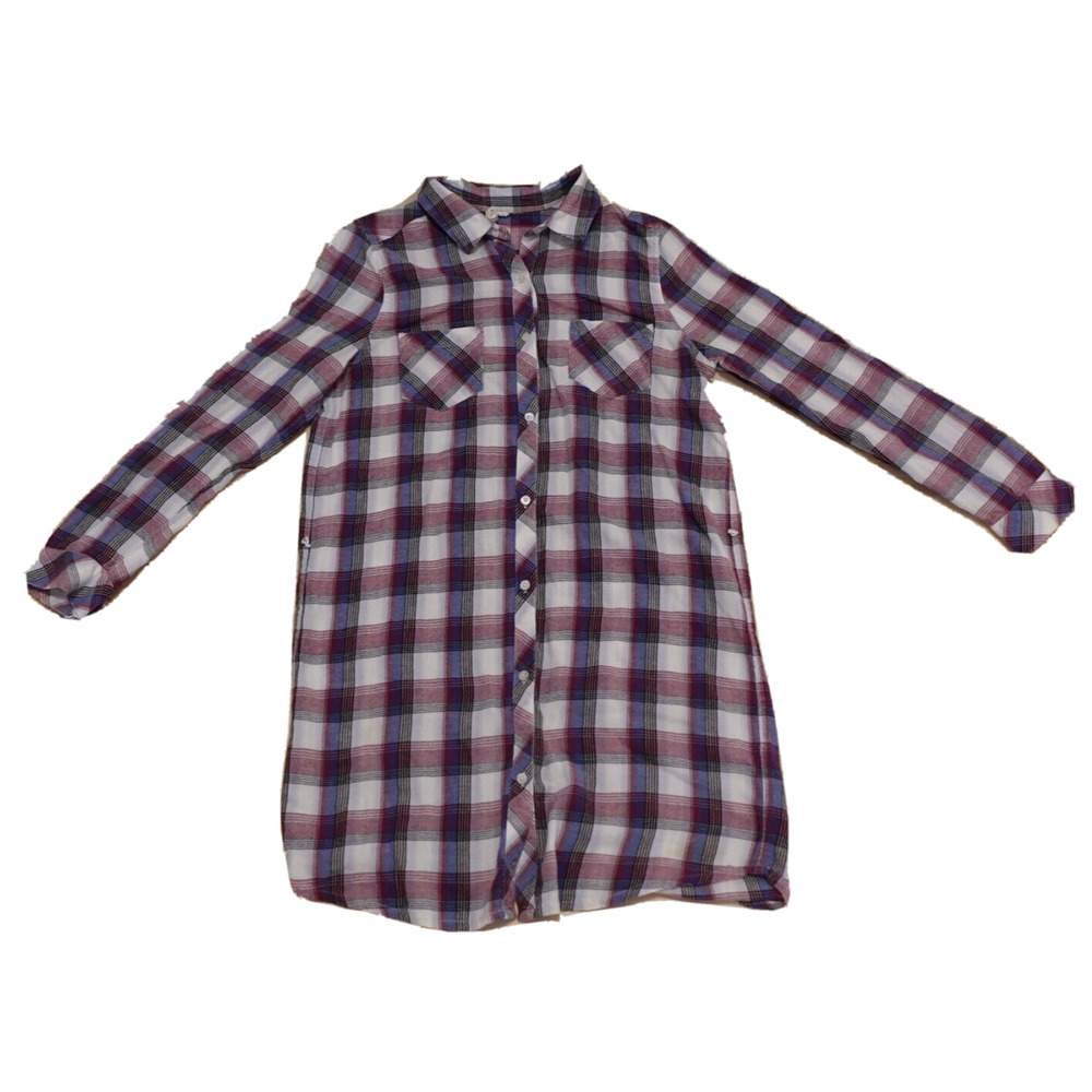 Soft Joie Women's Size Small Carmina Plaid Cotton Shirt Dress Button Down READ